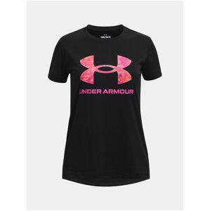 Čierne dievčenské športové tričko Under Armour Tech Print