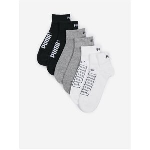 Súprava troch párov ponožiek v čiernej, šedej a bielej farbe Puma Elements