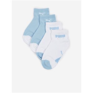 Súprava dvoch párov chlapčenských ponožiek bielej a svetlo modrej farbe Puma Mini Cats