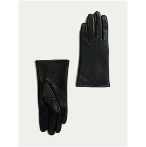 Čierne dámske kožené rukavice s podšívkou Marks & Spencer
