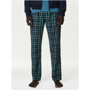 Modré pánske kockované pyžamové nohavice Marks & Spencer