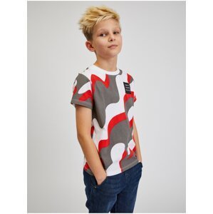 Šedo-červené chlapčenské vzorované tričko SAM 73 Oscar