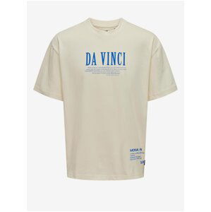 Krémové pánske oversize tričko ONLY & SONS Vinci