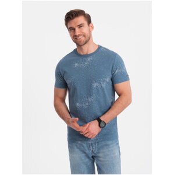 Modré pánske vzorované tričko Ombre Clothing