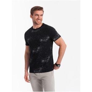 Čierne pánske vzorované tričko Ombre Clothing