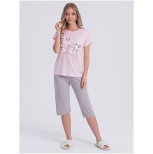 Sivo-ružové dámske pyžamo s potlačou Edoti