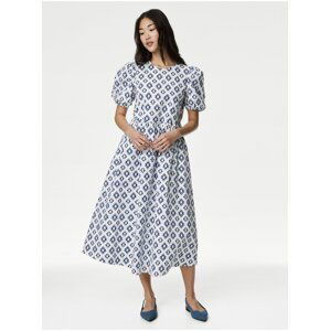 Modro-biele dámske vzorované šaty Marks & Spencer
