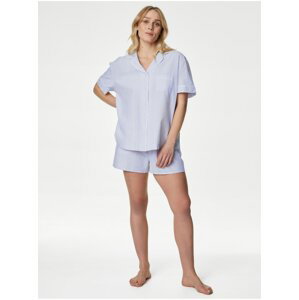 Svetlomodrá dámska pruhovaná pyžamová súprava Marks & Spencer
