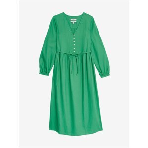 Zelené dámske midi šaty s vysokým podielom ľanu Marks & Spencer