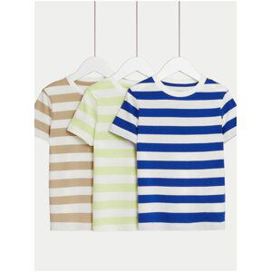 Súprava troch pruhovaných chlapčenských tričiek Marks & Spencer