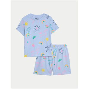 Modré dievčenské vzorované pyžamo Marks & Spencer