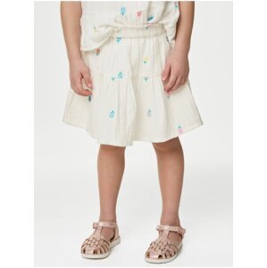 Krémová dievčenská kvetovaná sukňa Marks & Spencer