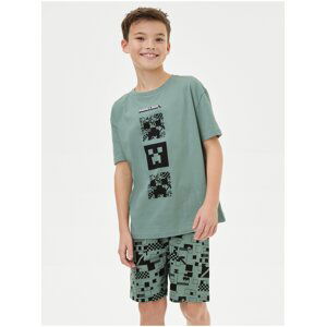 Zelené chlapčenské pyžamo s motivom Minecraft Marks & Spencer