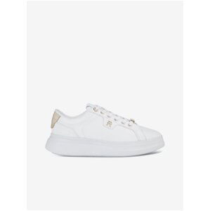 Biele dámske kožené tenisky Tommy Hilfiger Pointy Court Sneaker Hardware