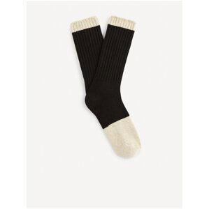 Béžovo-čierne vysoké ponožky Celio Fisobloco