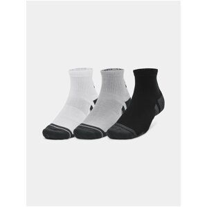 Sada troch párov unisex športových ponožiek v bielej, šedej a čiernej farbe Under Armour UA Performance Tech 3pk Qtr