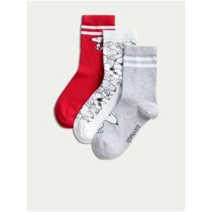 Súprava troch párov ponožiek v červenej, bielej a šedej farbe Marks & Spencer