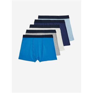 Súprava piatich chlapčenských trenírok v modrej, šedej a bielej farbe Marks & Spencer