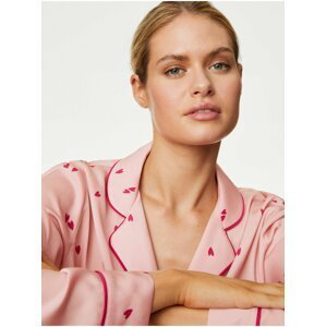 Ružová dámska vzorovaná pyžamová súprava Marks & Spencer