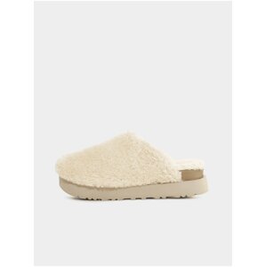 Krémové dámske papuče UGG Fuzz Sugar Slide