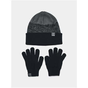 Sada chlapčenskej čiapky a rukavíc v čiernej a šedej farbe Under Armour B's Beanie & Glove Combo