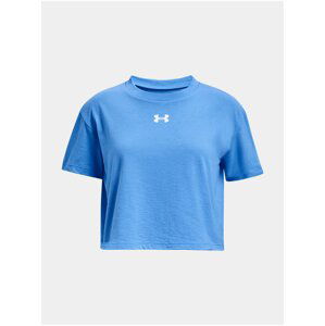 Modré dievčenské crop top tričko Under Armour UA CROP SPORTSTYLE LOGO SS