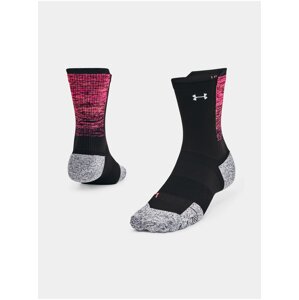 Ružovo-čierne unisex športové ponožky Under Armour UA AD Run Cushion 1pk Mid