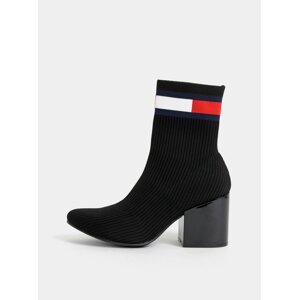 Čierne dámske členkové topánky Tommy Hilfiger Flag Sock