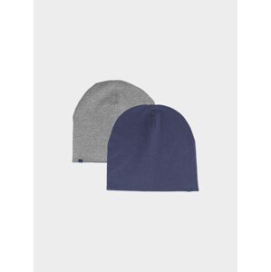 Chlapčenská dvojstranná čiapka typu beanie - šedá/tmavomodrá