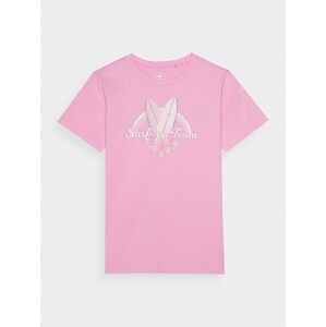 Dievčenské regular tričko s potlačou - púdrovo ružové