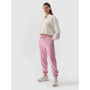 Dámske teplákové nohavice typu jogger - púdrovo ružové