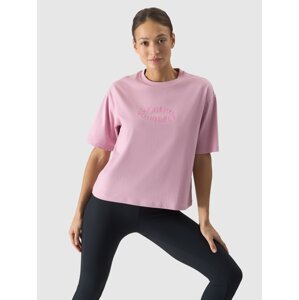 Dámske oversize tričko s potlačou - púdrovo ružové