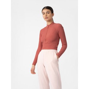 Dámske rebrované slim crop-top tričko s dlhým rukávom