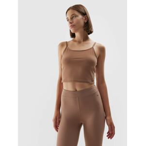 Dámsky slim crop-top - hnedý