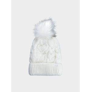 Dievčenská zimná čiapka s flísovou čelenkou - šedobiela
