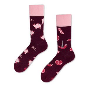 Bordovo-ružové ponožky Piggy Tales