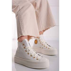 Smotanovo-zlaté vysoké tenisky na platforme Chuck Taylor All Star Modern Lift Corduroy