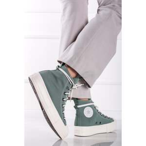 Zelené vysoké plátené tenisky na platforme Chuck Taylor All Star Lift Platform Utility