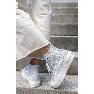 Sivé vysoké tenisky na platforme  Chuck Taylor All Star Lift Platform Crochet