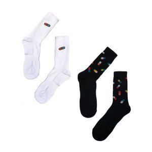 Čierno-biele ponožky Chill Pill II - dvojbalenie