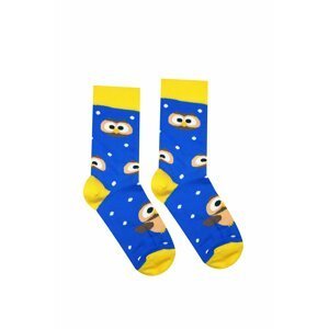 Modro-žlté ponožky Sovička