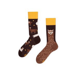 Hnedo-žlté ponožky Fluffy Alpaca