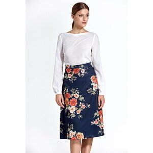 Tmavomodrá kvetovaná sukňa CSP05