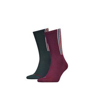 Bordovo-zelené ponožky Jeans Sock Logo Stripe - dvojbalenie