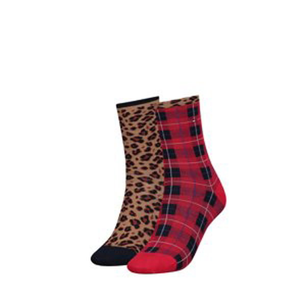 Hnedo-červené ponožky Leopard Sock - dvojbalenie