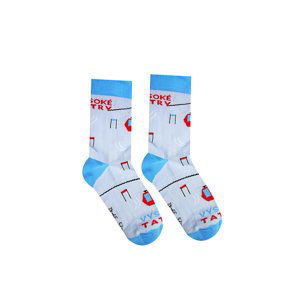 Modro-červené ponožky Lanovka