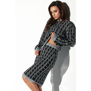 Čierno-sivý set pulóver + sukňa LSG108