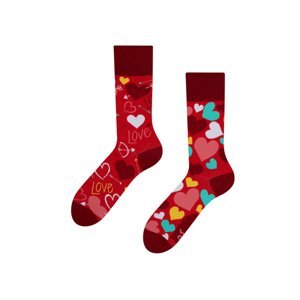Bordovo-červené ponožky Hearts