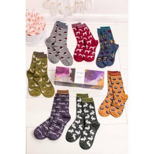 Viacfarebné ponožky v darčekovej krabičke Fauna Sock Pack - sedembalenie