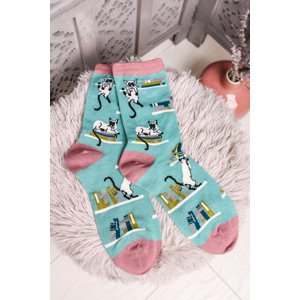 Tyrkysovo-ružové ponožky Gatto Socks